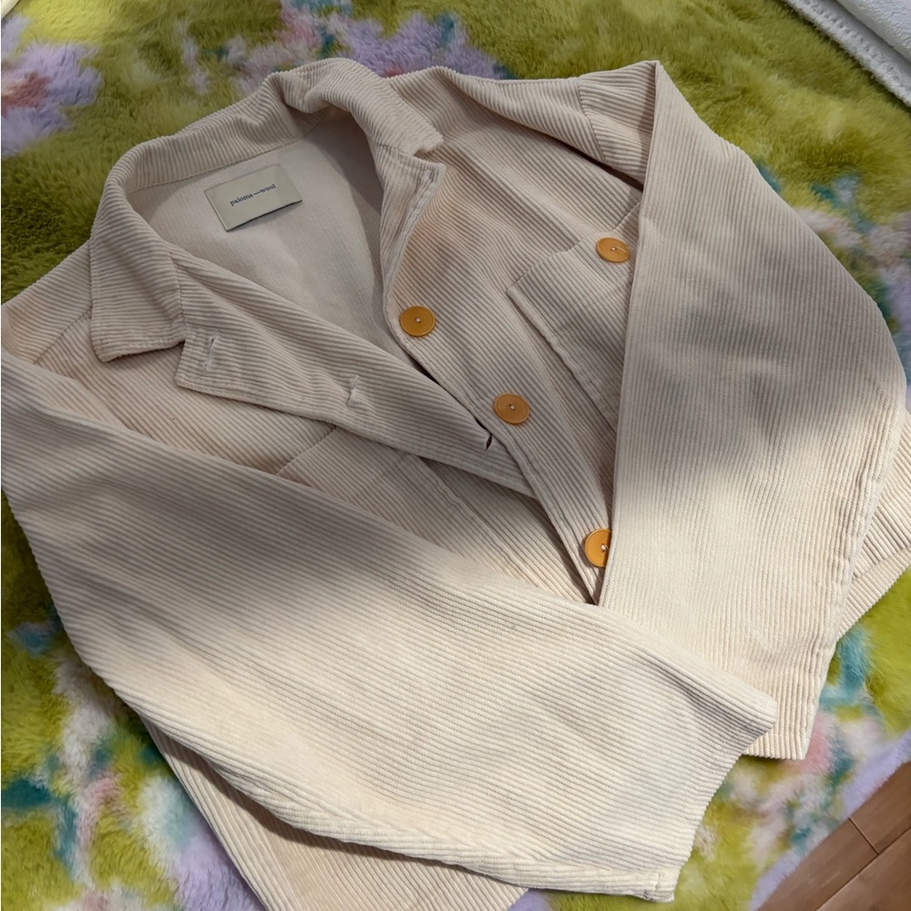 Paloma Wool Cream Corduroy Blazer with Tan Buttons